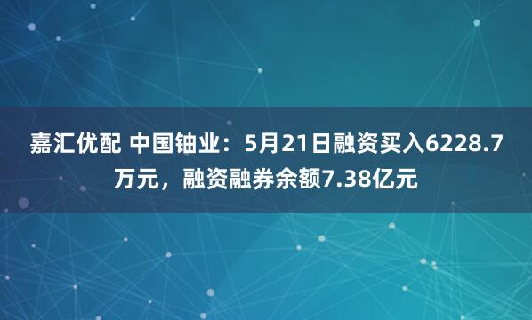 嘉汇优配 中国铀业：5月21日融资买入6228.7万元，融资融券余额7.38亿元