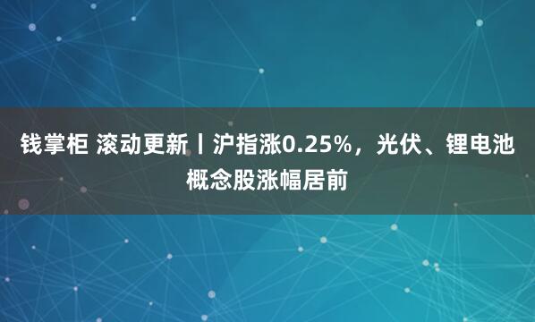 钱掌柜 滚动更新丨沪指涨0.25%，光伏、锂电池概念股涨幅居前