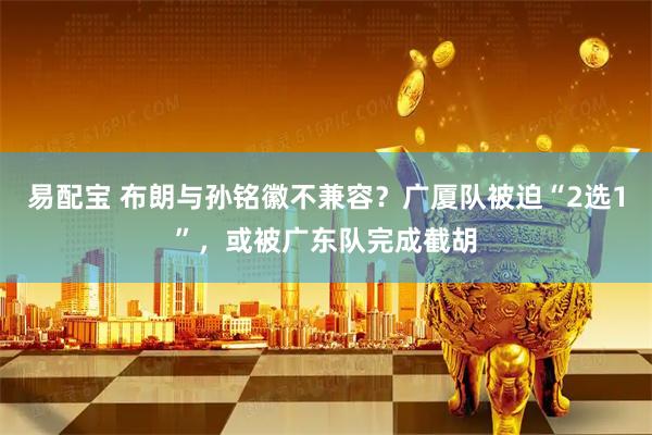易配宝 布朗与孙铭徽不兼容？广厦队被迫“2选1”，或被广东队完成截胡
