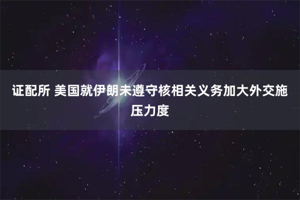 证配所 美国就伊朗未遵守核相关义务加大外交施压力度